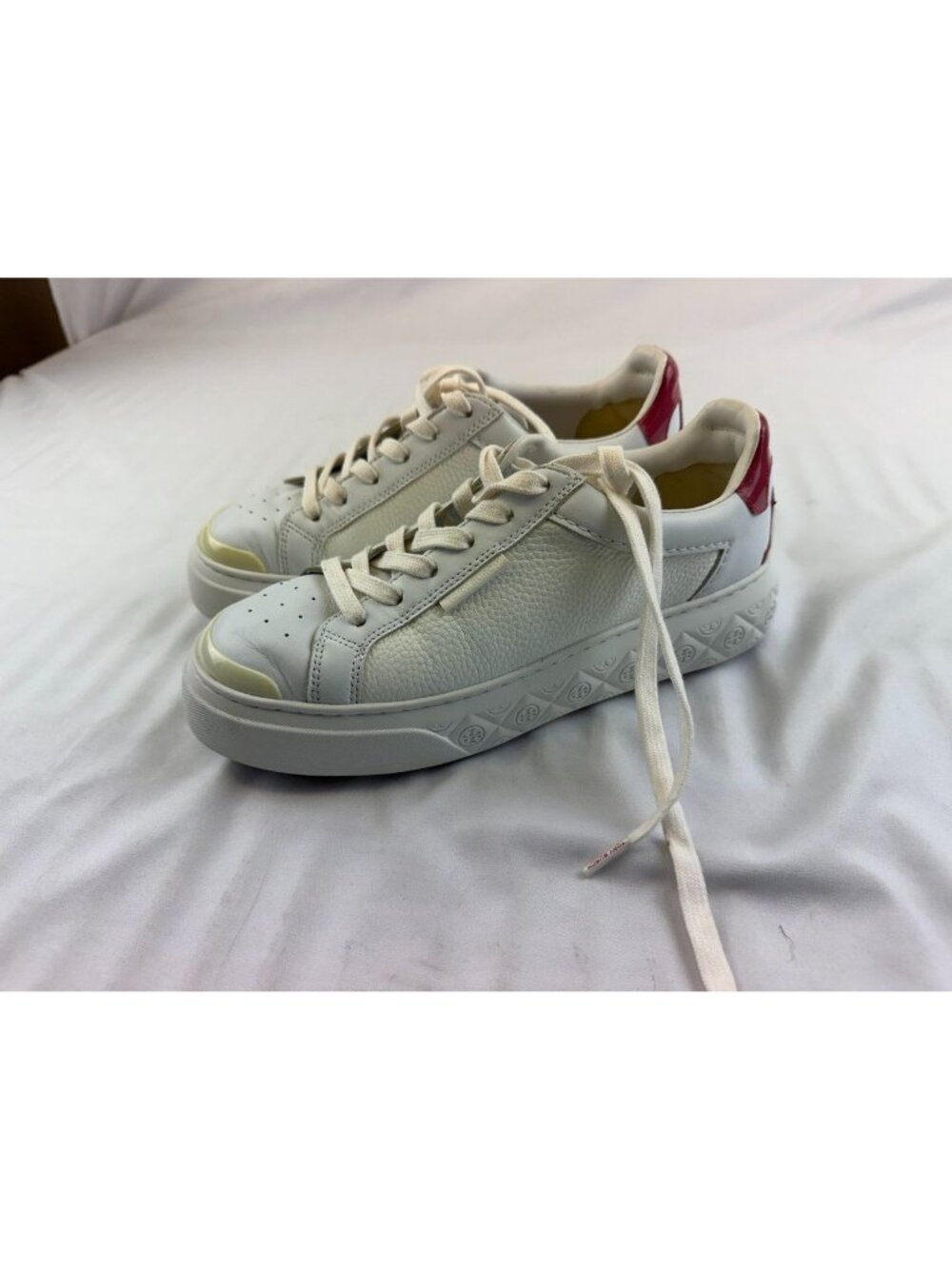 Tory Burch Ladybug Sneaker Size 8.5M White/Berry 149083 Excellent Condition - Picture 4 of 11